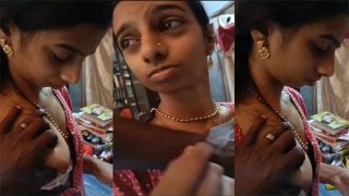 Innocent Aunty Boobs Pressing by Electrician